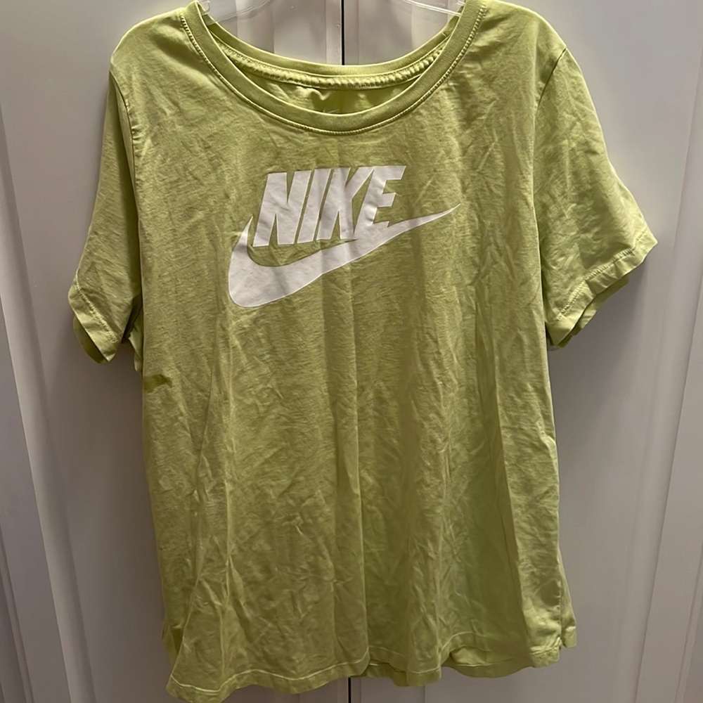 Nike Womens XL Tee Shirt Short Sleeves Solid Lime Logo